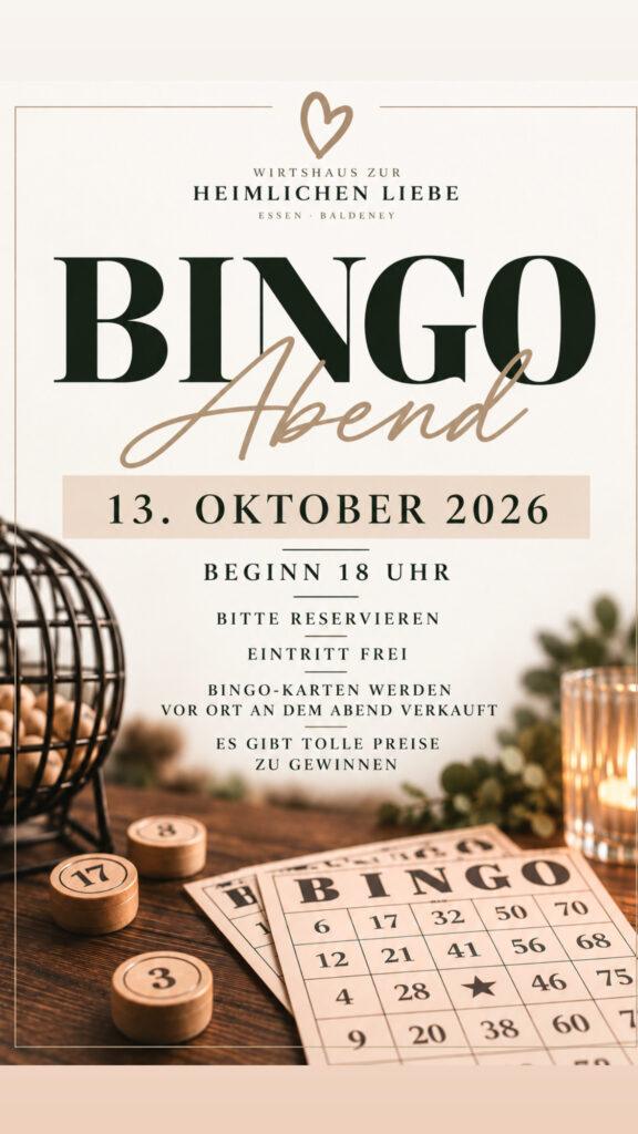 Bingo in der heimlichen Liebe 13. Oktober 2026