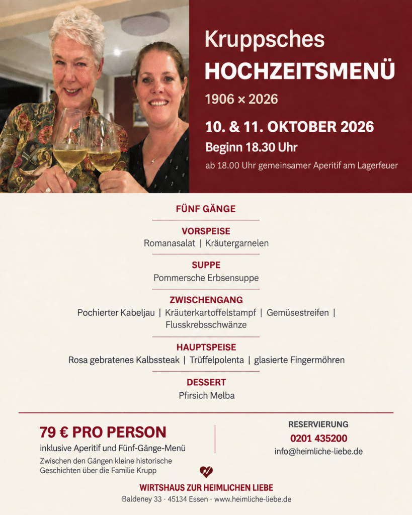 heimliche Liebe Kruppsches Hochzeitsmenü 2026