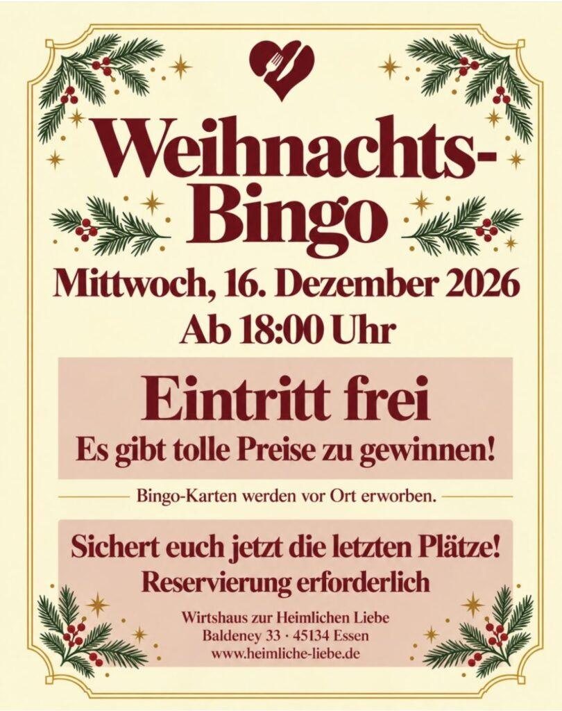 Heimliche Liebe - Weihnachtsbingo 2026